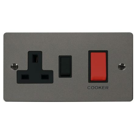 FPBN204BK - Click Define Black Nickel 2G 45A Cooker Switch & 13A Socket