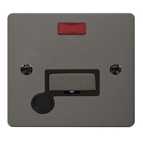 FPBN553BK - Click Define Black Nickel 13A Unswitched Fused Connection Unit C/W F/O & Neon