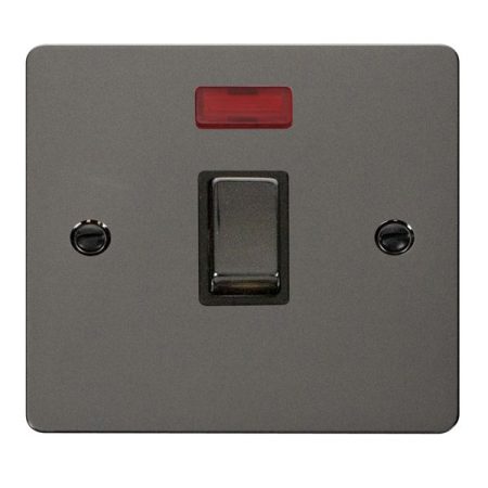 FPBN723BK - Click Define Black Nickel 20A Double Pole Switch C/W Neon