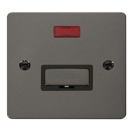 FPBN753BK - Click Define Black Nickel 13A Unswitched Fsued Connection Unit C/W Neon