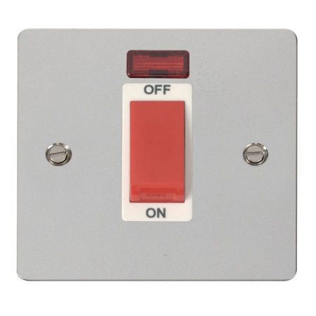 FPCH201WH - Click Define Polish Chrome 1G 45A Cooker Switch C/W Neon