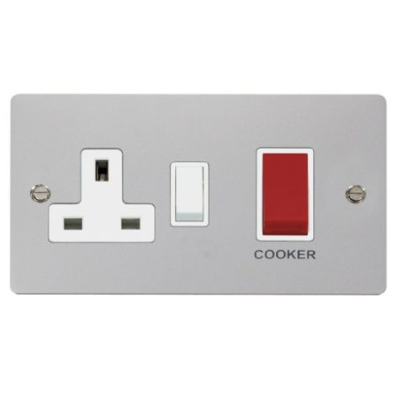 FPCH204WH - Click Define Polish Chrome 2G 45A Cooker Switch & 13A Socket