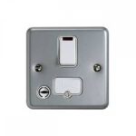 K972ALM - MK Metal Clad 13A Switched Fused Connection Unit/SPur C/W Neon & Flex Outlet