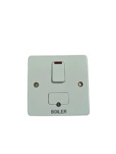 MK K1060WHI-B 13A Switched Fused Spur with Neon Engraved Boiler