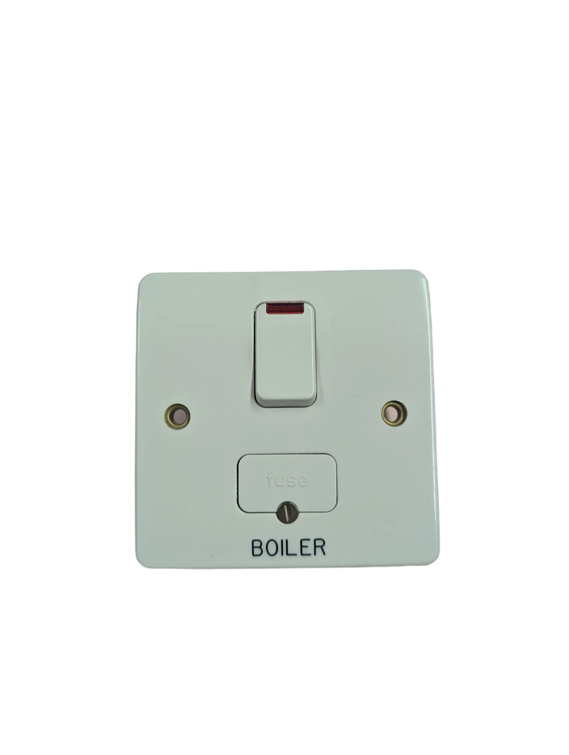 MK K1060WHI-B 13A Switched Fused Spur with Neon Engraved Boiler