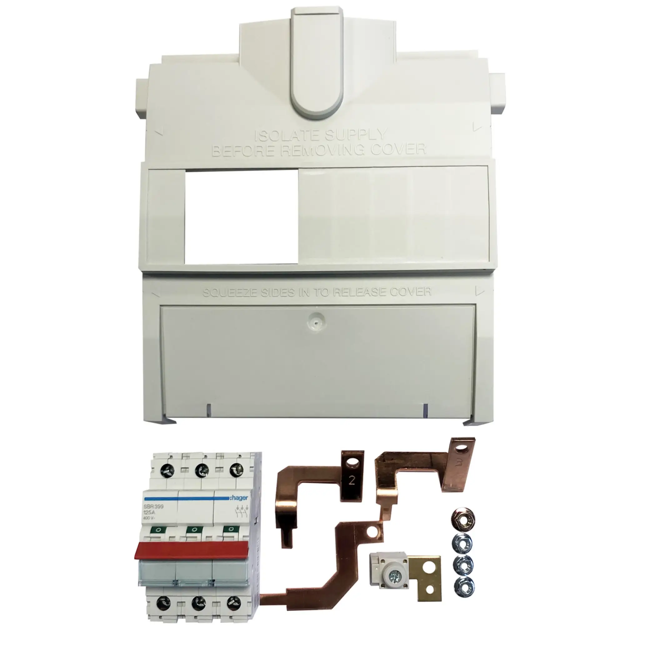 JK11253S – Hager 3 Pole 125A Switch Disconnector Incomer Kit