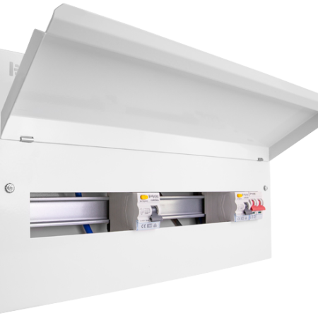 CUEHIB22MSRCD16 - Elucian 22 Way High Integrity Metal Consumer Unit with 100A Mains Switch + 2 x 80A 30mA RCD (16 Free Ways)