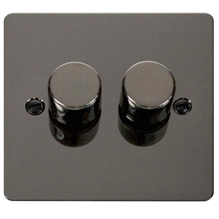 FPBN162 - Scolmore Define - 2 Gang 2 Way 0-100W LED Dimmer - Black Nickel