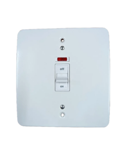 K5012 - MK Logic Plus 50A DP Switch with Neon White Metal