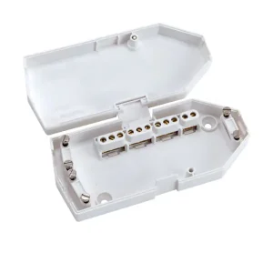 J501 Junction Box with cable clamps and separate flex terminals for downlighter installations.