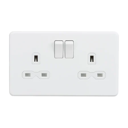 SFR9000MW 13A 2G DP Screwless Switched Socket – Matt White by Knightsbridge