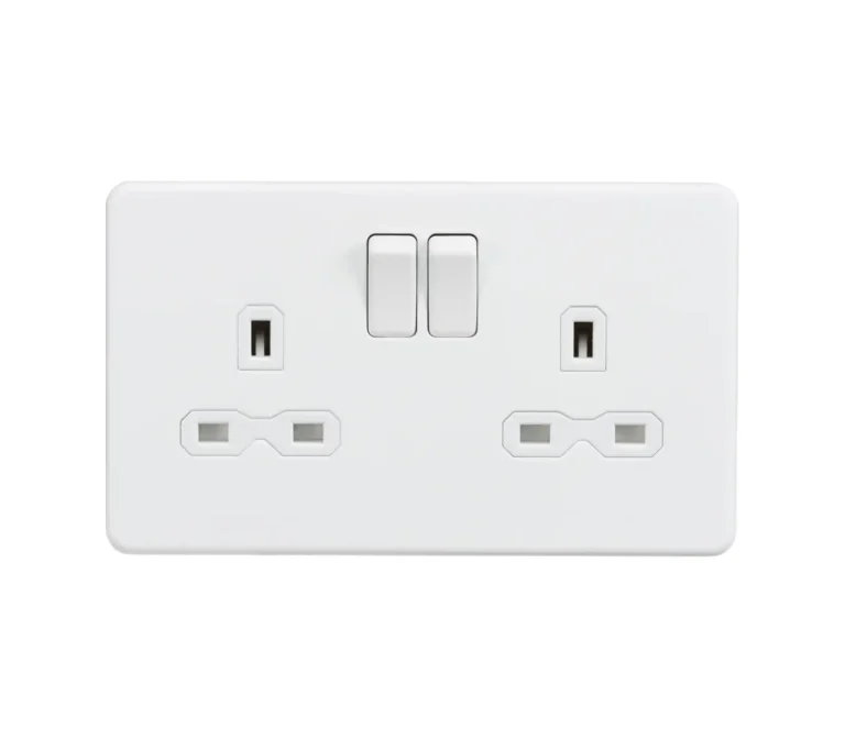 SFR9000MW 13A 2G DP Screwless Switched Socket – Matt White by Knightsbridge