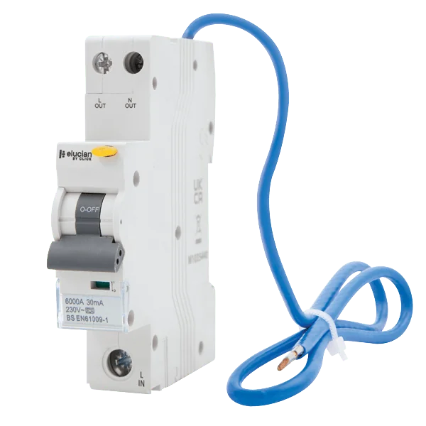 cu1rcbo16b elucian 16a 30ma rcbo 1 pole true 6ka b curve 1.webp