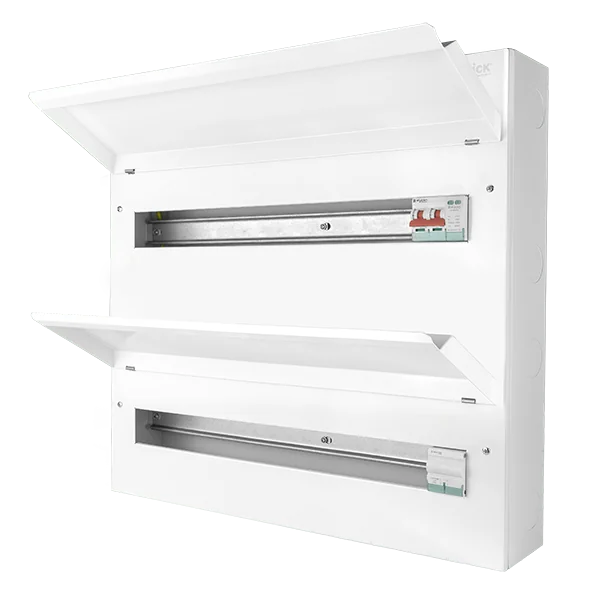 cudeb44msspc39 click 44 way dual row elucian metal consumer unit with 100a mains switch 100a connector and 2 p 1.webp