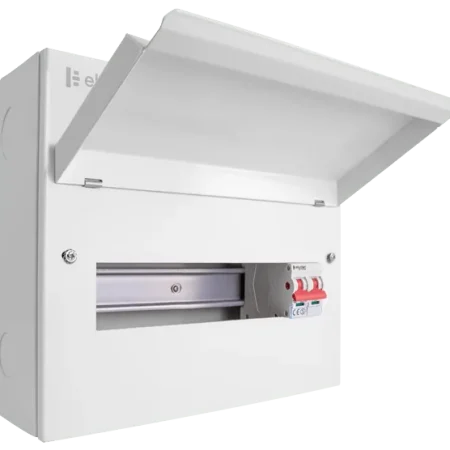 cueb12ms10 12 way metal elucian consumer unit with 100a mains switch 10 free ways 1.webp