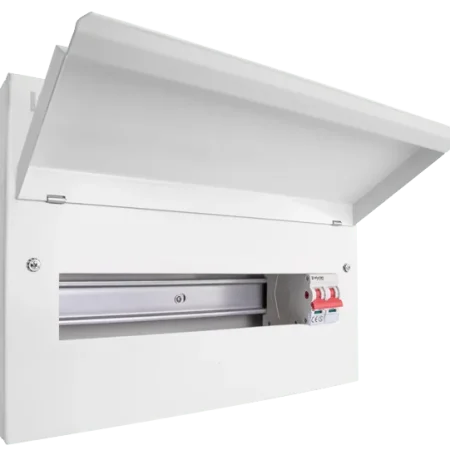 cueb16ms14 click 16 way elucian metal consumer unit with 100a mains switch 14 free ways 1.webp