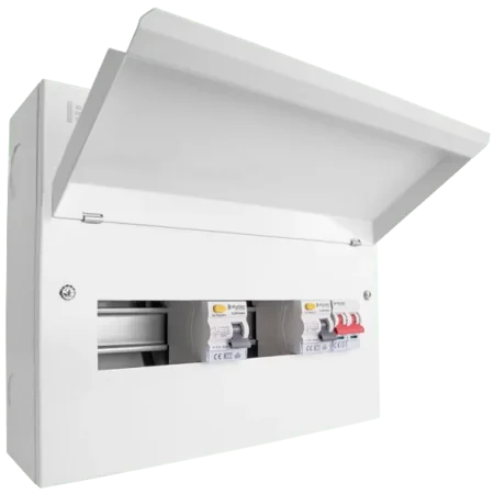 cuehib14msrcd8 click 14 way elucian high integrity metal consumer unit with 100a mains switch and 2 x 80a rccb 1.webp