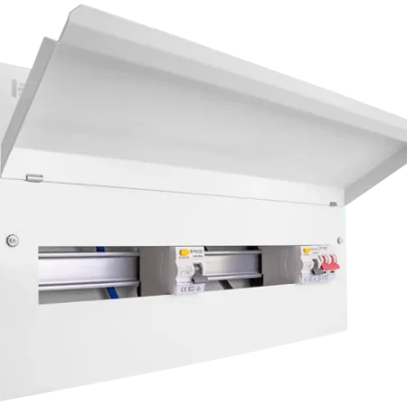 cuehib22msrcd16 elucian 22 way high integrity metal consumer unit with 100a mains switch plus 2 x 80a 30ma rcd 1.webp