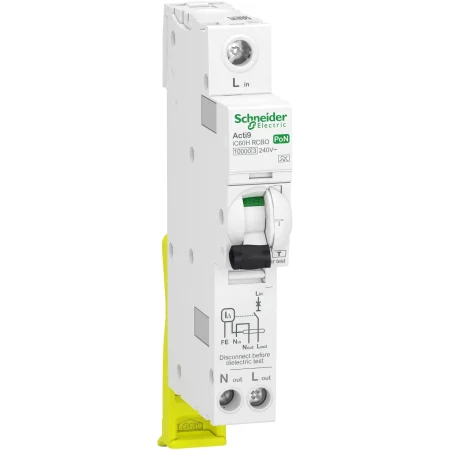 schneider a9d56825 acti9 ic60h rcbo pon 1p n 25a b curve 30ma type a